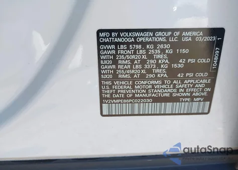 2023 Volkswagen Id.4 Pro/Pro S из США, поврежденный, VIN 1V2VMPE86PC022030